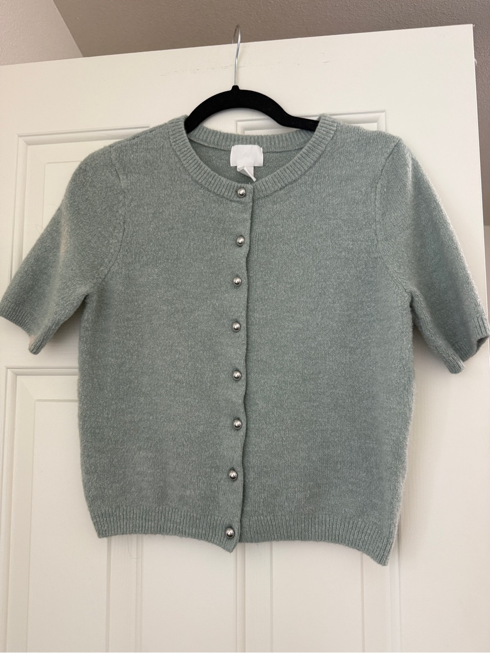 H & M Short-Sleeve Mint Green Button-Front Cardigan - Women
